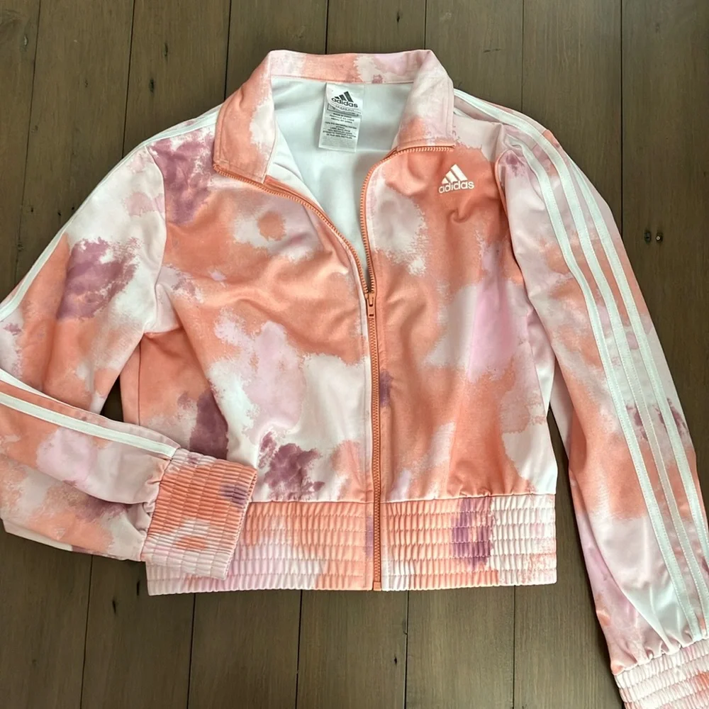 Adidas Girls 7-16 Tricot Printed Fashion Track Jacket in Wonder Clay